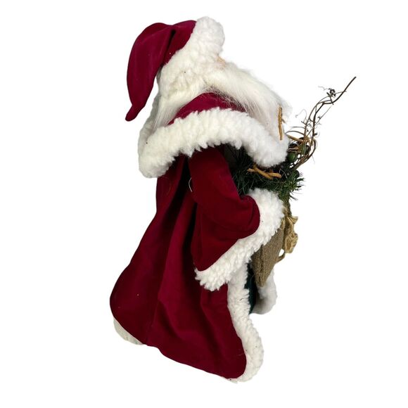 Vintage Santa Tree Topper Tabletop Figure 16” Red Robe Fur Christmas Decor - Picture 6 of 7